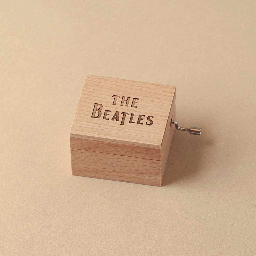 Engraved The Beatles music box - beech wood