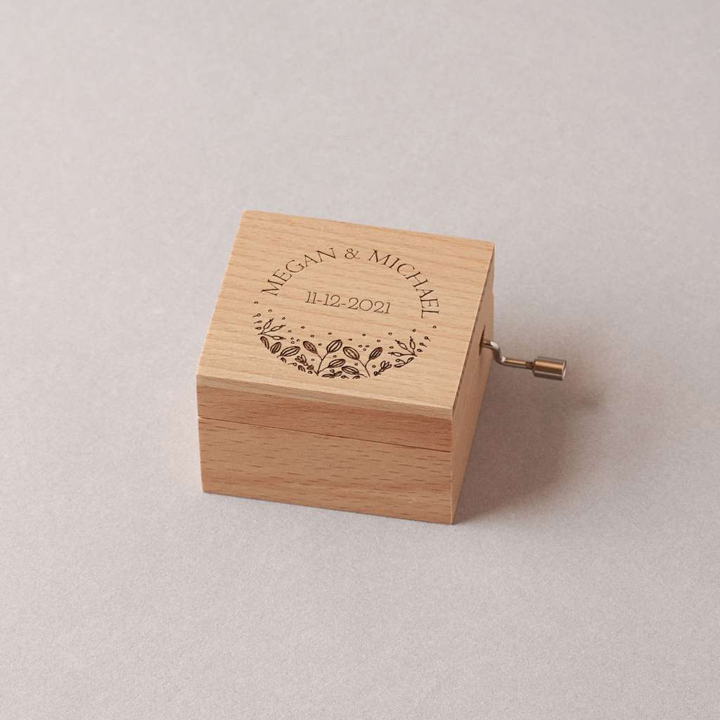 Music box with names and date forming a circle
