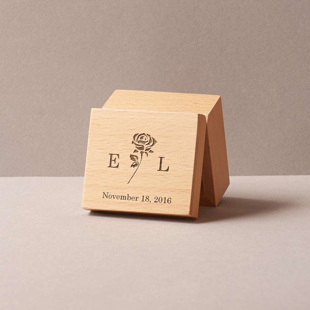 Music box with your initials, date and a rose