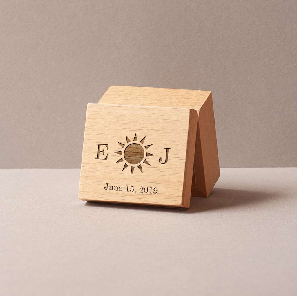 Music box with your initials, date and a sun