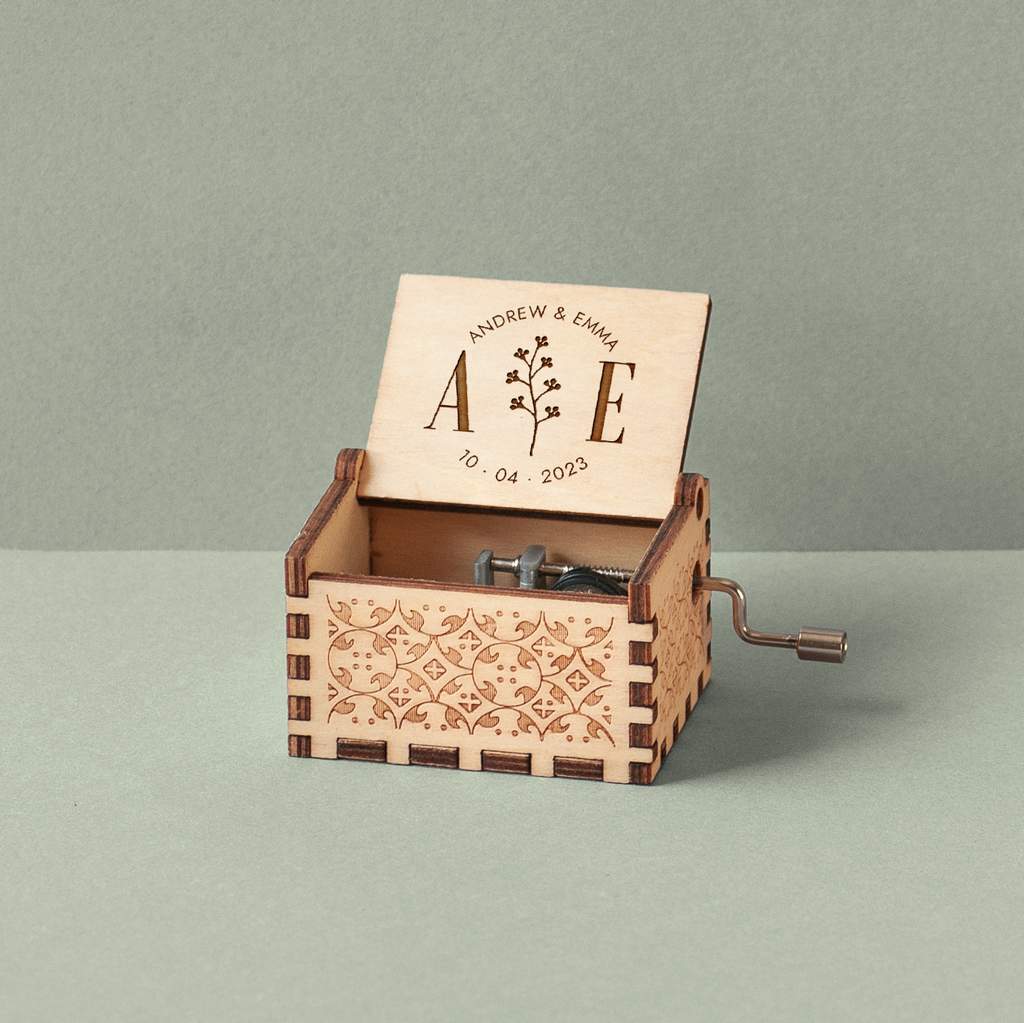 Wedding Wooden Music Box With Initials
