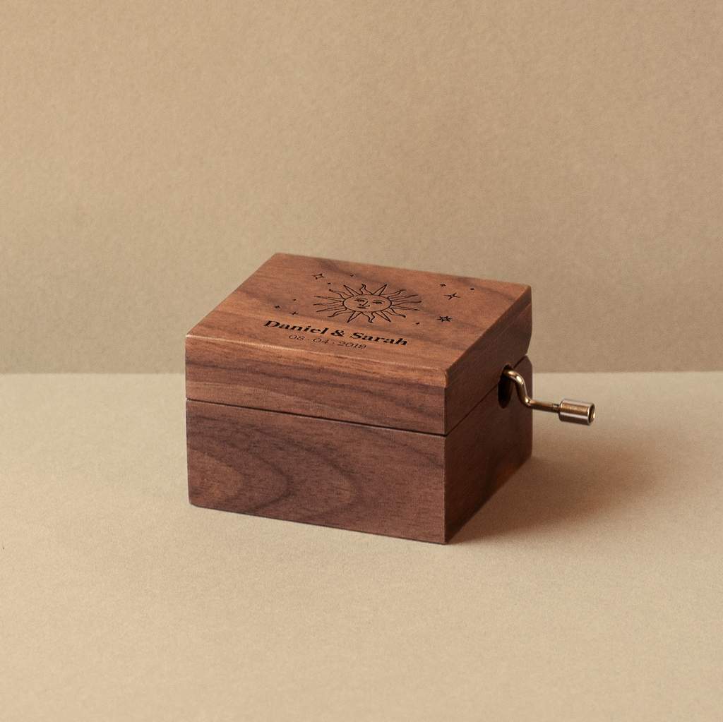 sun walnut music box