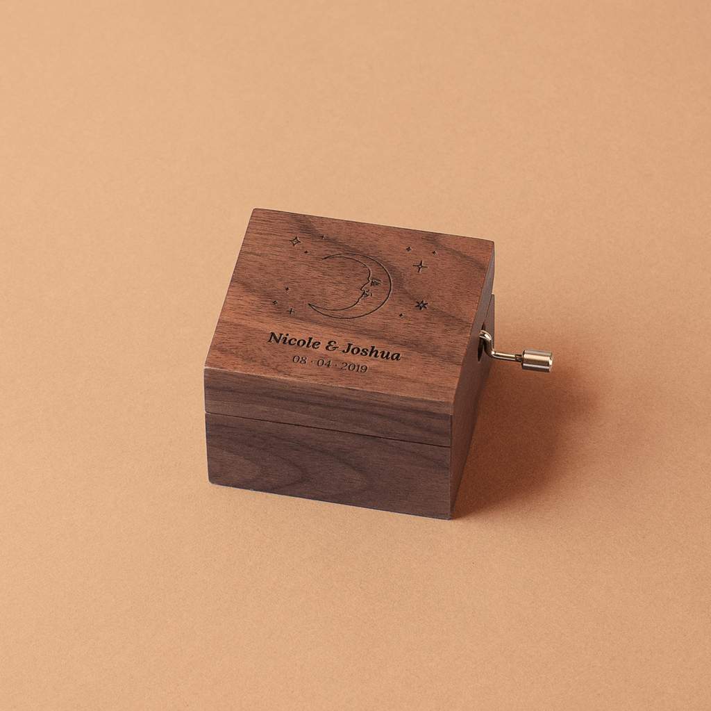 Walnut Wooden Moon Music Box