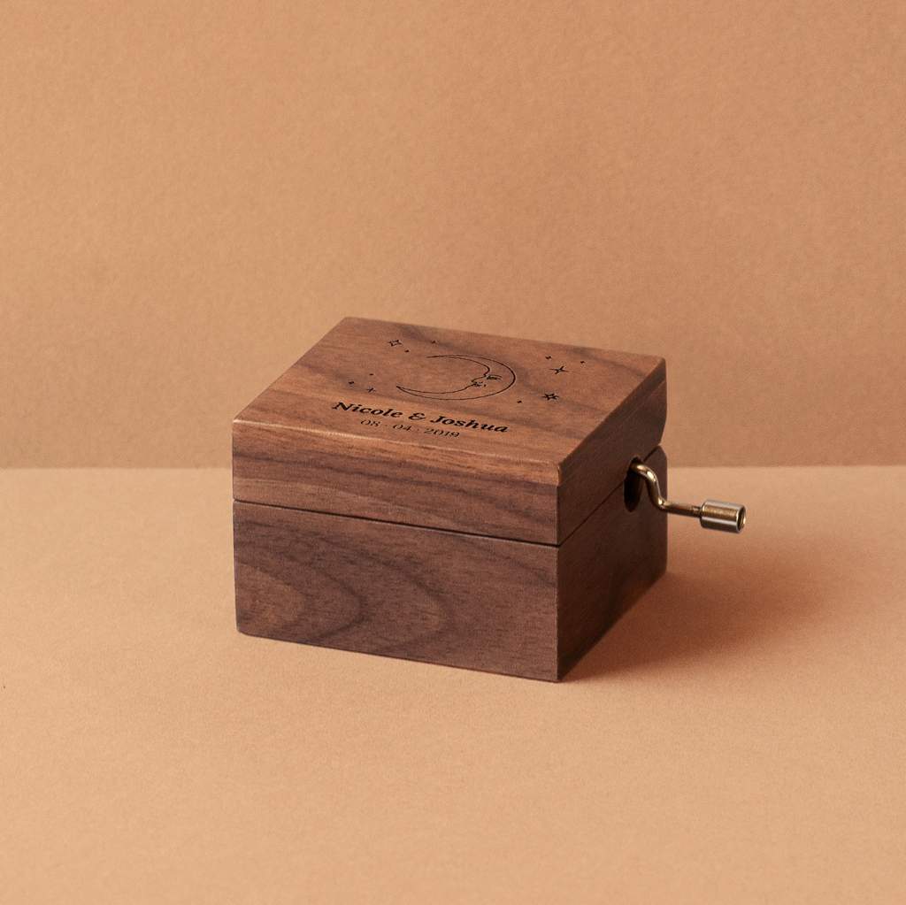 Walnut Wooden Moon Music Box
