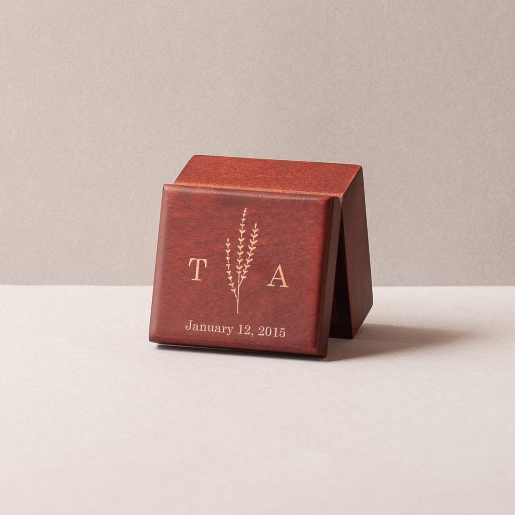 Music box with your initials, date and a lavender plant