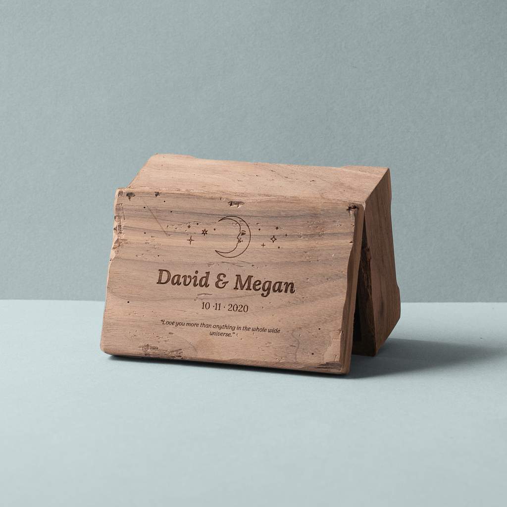 Beech wooden music box Half moon